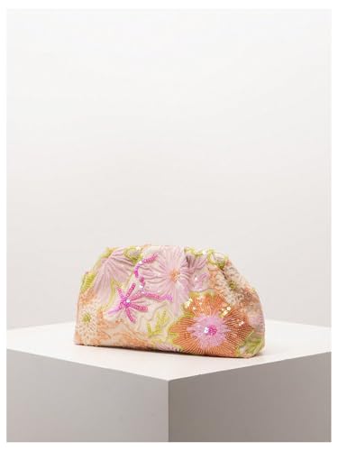 Image of QWINEE Women Floral Embroidery Sequin Pearl Glitter Party Purse Vintage Evening Handbags