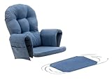 5Pcs Glider Rocker Cushions Set - Velvet Glider Rocker Replacement Cushions with Side Storage Pockets, Washable & Non Slip (Blue)