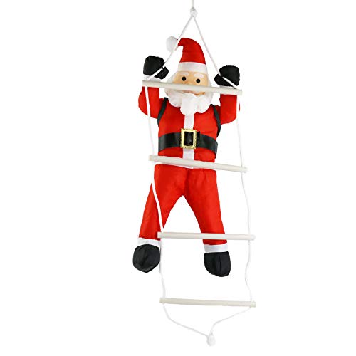 Athoinsu Stuffed Santa Claus Climbing On Rope Ladder 24'' Christmas Tree Ornaments Xmas Holiday Fireplace Door Wall Decorations Party Prop(Style 2)