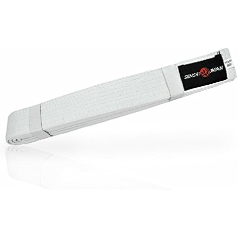 Senshi Japan Karate Aikido Belt - Made From 100% Cotton - Perfect Belts For Any Martial Art, Karate, Aikido, Judo, Thai Boxing, Shotokan, Taekwondo - Ideal For Training & Competition (White, 280 CM) Cover