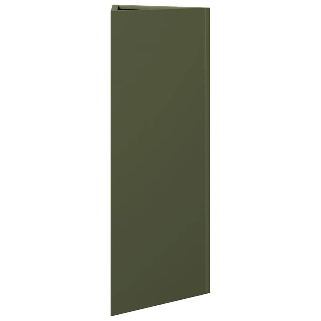 Sadzarka stalowa 2 sztuki trójkątna oliwkowa zieleń 30x26x75 cm | Odporne na rdzę, bez otworu drenażowego, ochrona przed chwastami, na balkon, taras ogrodowy