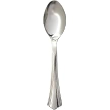 Reflections Heavyweight Plastic Cutlery Spoon, 6.25-Inch, Silver 8 packs of 40-Count