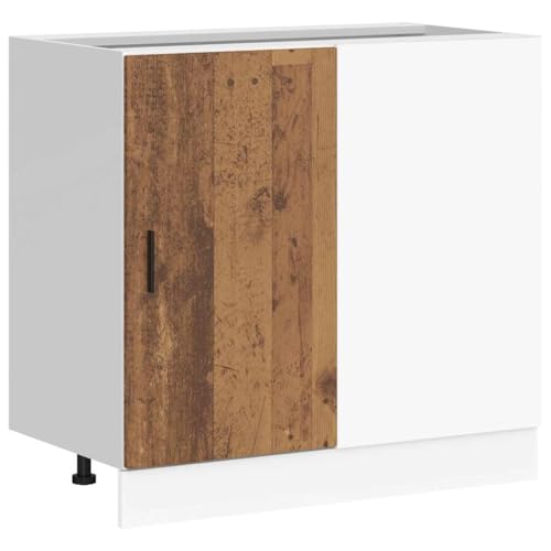 vidaXL Küchenunterschrank Lyon Altholz-Optik Holzwerkstoff, Küchenunterschrank, Unterschrank für Küche, Schrank Küche, Küchenzeile, Lagerschrank