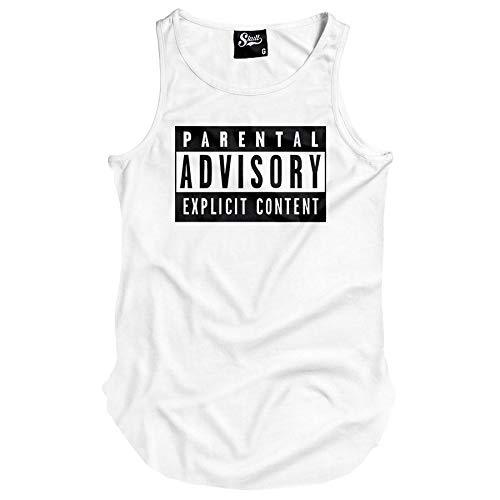 Camiseta Regata Longline Parental Advisory (G, Preto)