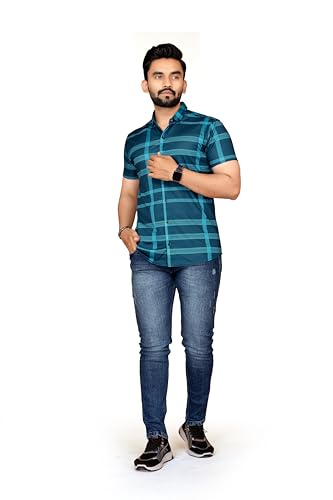 Image of FABRIPPLE Men's Printed Half Sleeve Shirt for Casual Wear | Stylish Geometric Pattern Slim Fit for Men | Summer Trendy Short Sleeve Shirt