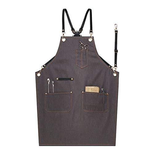 Delantal de vaquero para hombre, delantal de Chef vaquero para barbacoa, delantal de Chef con bolsillos sin mangas para barman de Barbacoa de Hotel