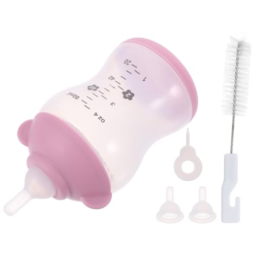 BESTonZON Juego de Biberones para Mascotas 80 Ml 5 Piezas Chupetes para Alimentar a Gatitos y Cachorros Botella Pequeña Reutilizable Cepillo de Limpieza y Repuestos Adecuado para
