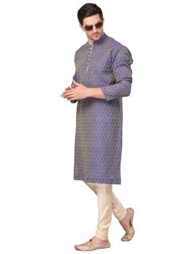 Image of Men's Cotton Jacquard Kurta and Churidar Set