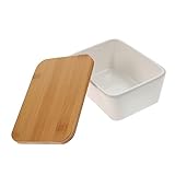 Alipis 1Stück Keramische Butterdose mit Holzdeckel Langlebiger Butterbehälter für Butter Stilvolle Aufbewahrung für für Freunde
