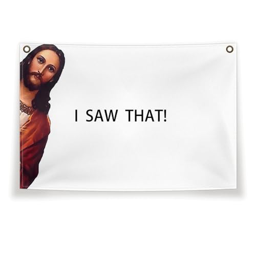 Cilrii Jesus Signs Christian Canvas Flag,Jesus I Saw That Canvas Banner,God Bless Hanging Banner,Christian Gifts For Women Men,Christian Flag Decor 30x20 Inch