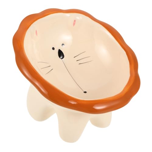 DINHEAROM ペットボウル 小さい 上げられた猫のボウル 高架猫皿 セラミック