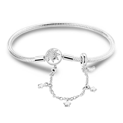 Bracelet à breloques pour femme en argent sterling et fermoir cœur