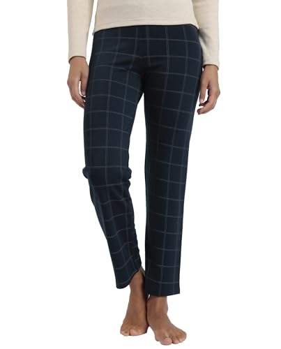 ADMAS Lange elastische Hose für Damen Navy Checks, Marineblau, 38
