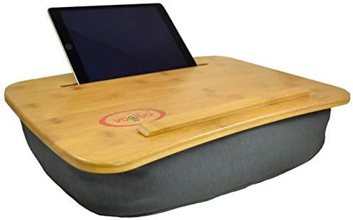 Yogibo Traybo 2.0 Lap Desk, Bamboo Top Lap Desk With Pillow for Laptop Built in Slot for Tablet or Phone, Lap Pad for Working, Reading, Writing, Lap Board, Dark Gray