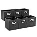 MAX Houser Fabric Storage Bins Cubes Baskets Containers with Dual Plastic Handles for Home Closet Bedroom Drawers Organizers, Flodable, Black, Set of 6