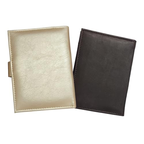 Image of Synthetic Leather Unisex Lightweight Magnetic Closure Passport Covers (Brown and Golden)