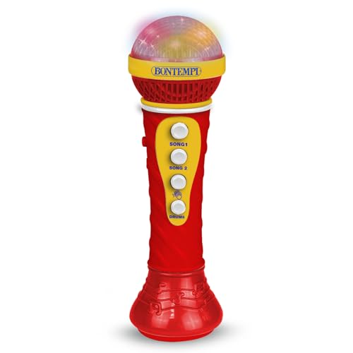 Bontempi | StarMic Karaoke - Microfono con Effetti Luminosi per Esibizioni da Vera Star, Rosso, 60x195x60 mm