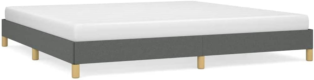 King Bed Frame Dark Gray 100% Polyester Fabric with Plywood and Engineered Wood, Platform Foundation, Sturdy Slatted Design, No Box Spring Needed, Easy Assembly for Modern Bedroom