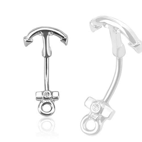 Ship Anchor Cz Lip Rook Snug Tragus Piercing Curve Barbell Eyebrow Ring 16G #TOP16