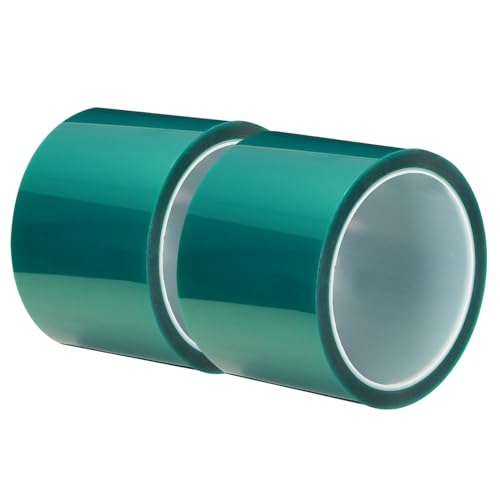 Image of MECCANIXITY Resin Tape Silicone Adhesive Tape High Temperature Resistance Easy Peeling Polyester for Epoxy Resin,River Tables,Craft,Remove Residue 2.76 Inch Wide 108FT Long(Green),Pack of 2