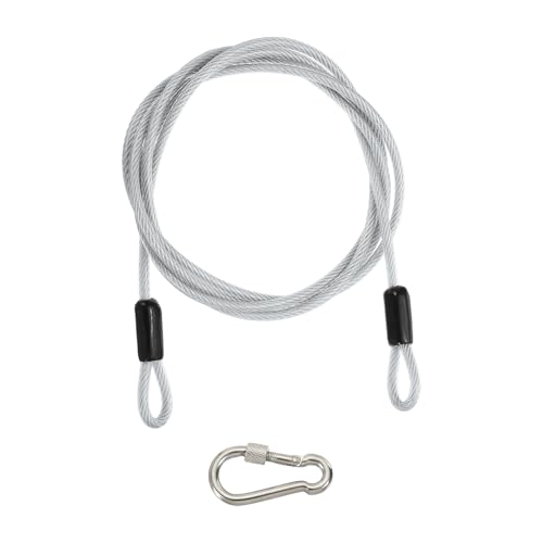 PATIKIL Security Cable 10 ft x 3/16" (5mm), Braided Stainless Steel Coated Safety Wire Rope with Double Loop for Travel Luggage Bicycle Lock Cable, Transparent