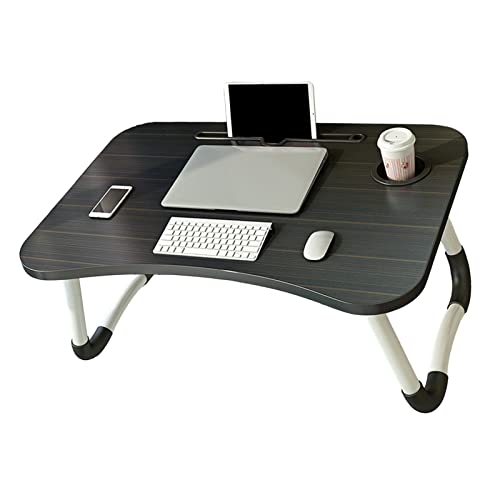 Cocoarm Escritorio Plegable para Computadora Portátil, Mesa de Cama para Computadora Portátil de 23,6 X 15,7 X 11,0 Pulgadas con Puerto USB, Ranura para Taza y Soporte para Dispositivo para (Raya de