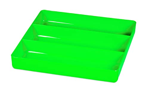 Ernst Manufacturing Toolbox Tray: Stackable Garage Organizer Tray in Green with 3 Compartments - Ideal for Trades, Mechanics, Electricians, Plumbers, Household Use, Hobbies, and More - Heavy Duty