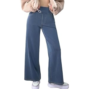Simple Flavor Women’s Wide Leg Jeans High Waisted Stretch Pull-on Baggy Denim Pants with Pockets