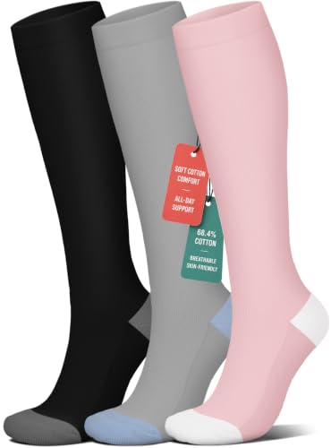 Image of 4 Pairs Compression Socks for Women Circulation-Best Support for Nurses,Running,Athletic,Travel