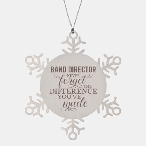 Keepsake Band Director Ornament Gifts, Band Director Never Forget The Difference You've Made. Band Director Snowflake Ornament Appreciation Gifts for Band Director Friend Coworker