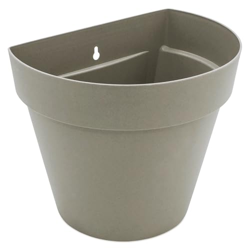 Spetebo Kunststoff Wand Blumentopf für Außen 28 x 20 cm - Sand - Blumen Wandtopf halbrund frostbeständig - Outdoor Deko Wandampel Hängetopf Wandvase Pflanztopf zur Wandmontage