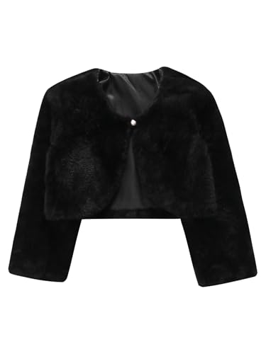 TiaoBug Flower Girl Dress Coat Faux Fur Bolero Shrug Princess Long Sleeve Cardigan Winter Shawl Wrap Jacket Outwear