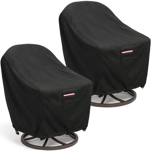 Waterproof Patio Chair Covers, 26W x 27D x 34.3H inches Heavy Duty Outdoor Furniture Protection Cover Weather Resistant 600D Oxford 2-Pack, Black