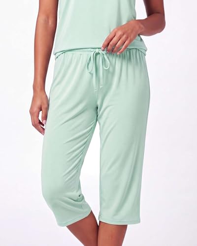 Image of 2 Pack Women's Pajama Sets 2 Piece Tank Top Capri Pants PJs Sleepwear Cute