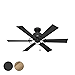 Hunter Fan 52 Inch Casual Matte Black Finish Indoor Ceiling Fan With 6 Blades and Pull Chain (Renewed)