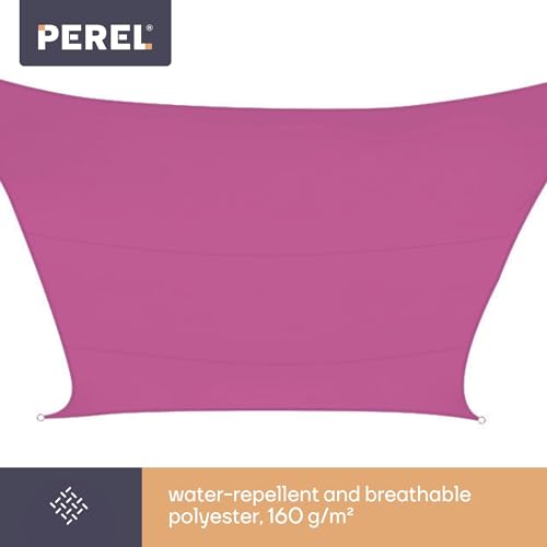 Perel Vela Ombreggiante Idrorepellente 3,6 X 3,6 X 3,6 M, 160 G/M², Poliestere, Quadrata, Fucsia - 6