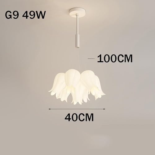 Lustre acrylique doré suspension fleur contemporaine luminaire blanc - 3