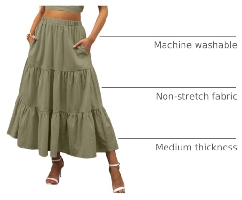 Image of ANRABESS Women's Summer Boho Flowy Swing Tiered A-Line Maxi Skirt 2026 Fashion Trendy Elastic Waist Pleated Long Beach Dress