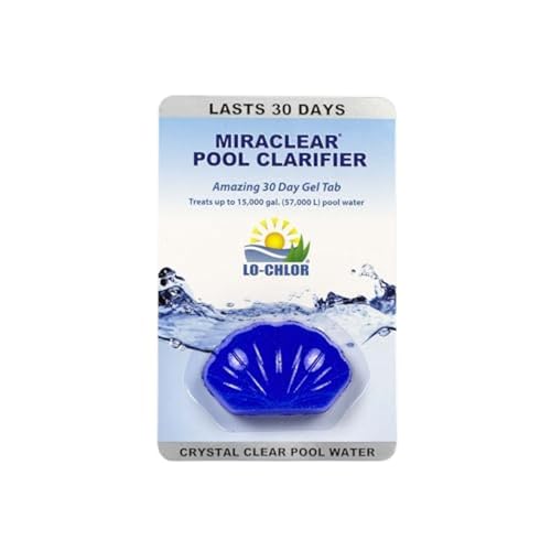 Lo-Chlor Miraclear Pool Clarifier Gel Tab for Swimming Pool, Improves Filter Efficiency, Reduces Chlorine Usage, 30 Day Clarifier for Inground and Above Ground Swimming Pools, 1.4 oz