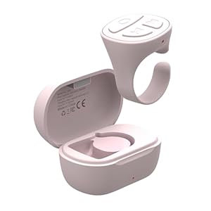 TikTok Scrolling Ring Bluetooth Camera Remote Control Page Turner for iPhone iPad Android Tablet Ebook Reading Scrolling Ring for iPhone TikTok (Baby Pink with Charging Case)