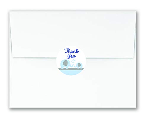 XGAGHB 60 Blue Elephant Thank You Stickers - 1.5 Inch, Perfect for Baby Showers & Birthday Parties, Made in USA