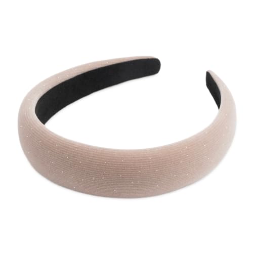SXQLYH Cerchietto per capelli imbottito in velluto, da donna, in morbido velluto lucido, fascia per capelli, imbottita, comoda fascia per donne e ragazze (beige)