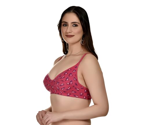 Image of Full Coverage Non Padded Wire Free Daily Use Regular Printed Bra for Women and Girls in Multicolor