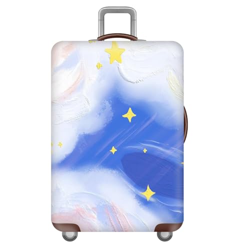 Funda EláStica para Maleta,Fundas para Equipaje,Funda De Viaje,Luggage Cover,Protector Lavable Y Antipolvo para Maletas De 18-32 Pulgadas,Flores,Luna,Estrellas,Morado,Amarillo (Color 5,XL(29-32inch))