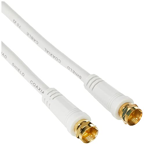 conecto 2m câble d'antenne Sat, câble coaxial - mâle à mâle, Blanc Cover
