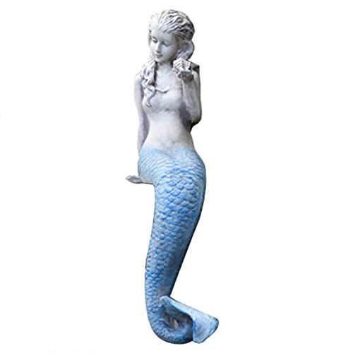 LONG-L Mermaid Garden Statue Decoration | Blue Tailed Mermaid Yard