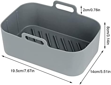 2Pcs Air Fryer Silicone Pot for Ninja Foodi DZ201 DZ401, Reusable Air Fryer Silicone Lining with Heat-Proof Gloves, Air Fryer Accessories for Ninja(Grey)