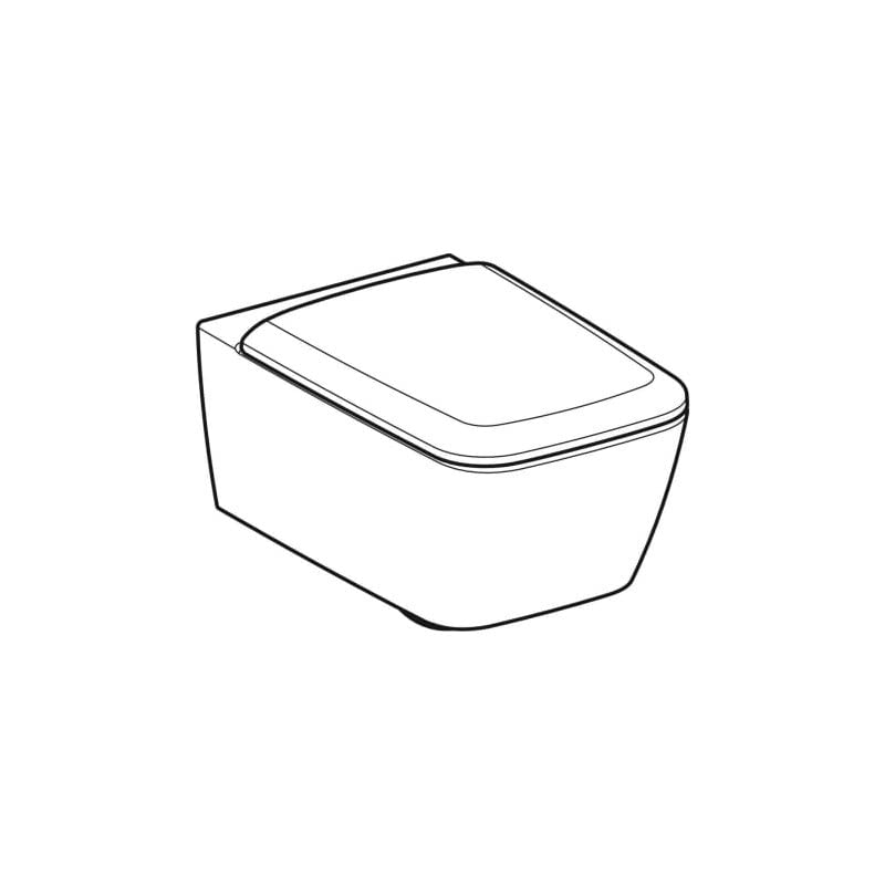 Geberit – Inodoro colgante con tapa – WC suspendido rimfree sin brida ICON SQUARE carenado con tapa de freno de caída – Geberit