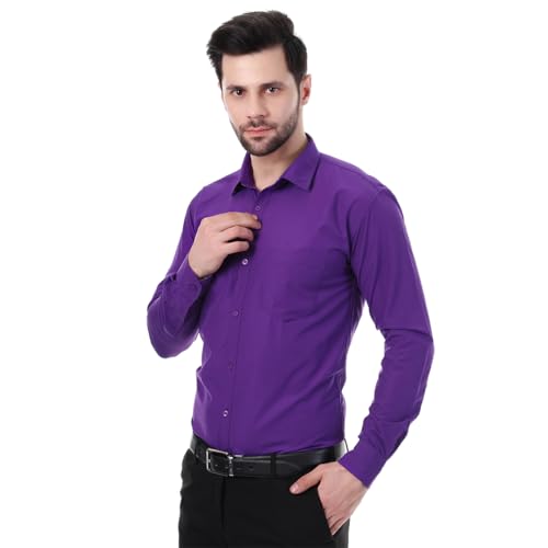 Image of XJARVIS Austin Men's Combed Cotton Shirt | Solid Plain Formal & Casual Shirt for Men | Regular Fit | Spread Collar | Full Sleeve | Office Wear Shirt with Pocket