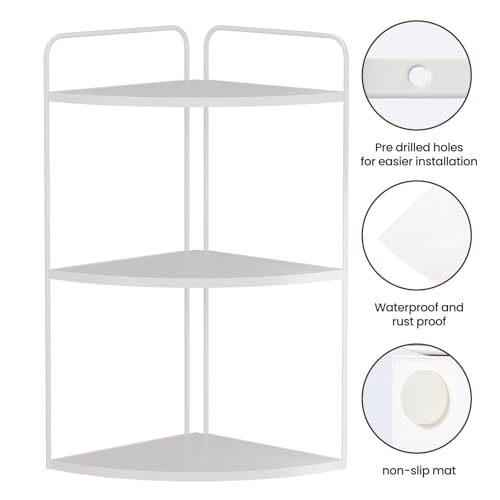 Image of Forest Angle Bathroom Counter Organizer,Countertop Organizer,Vanity Organizers,Bathroom Storage,Bathroom Sink Caddy,Counter Shelf,Corner Counter,Corner Shelves(White)